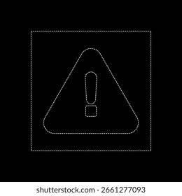 Signo de Vector con un triángulo de exclamación, línea de puntos color blanco estilo plano