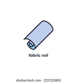 Vector sign fabric roll symbol is isolated on a white background. icon color editable.