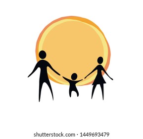 Vector sign of family happiness. Summer family weekend