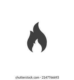Vector sign of the Fire flame symbol is isolated on a white background. Fire flame icon color editable.