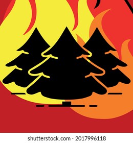 Vector sign of fire in the forest, a natural disaster, dangerous phenomenon