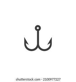 Vector sign of the fishing hook symbol is isolated on a white background. fishing hook icon color editable.