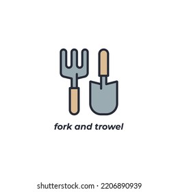 Vector sign of fork and trowel symbol is isolated on a white background. icon color editable.