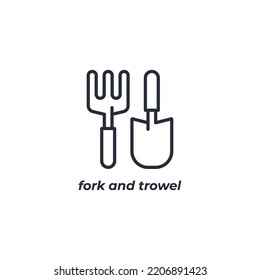 Vector sign of fork and trowel symbol is isolated on a white background. icon color editable.