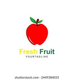 Vector sign with fresh red apple fruit. Logos for Cosmetics, Ecological activities, food companies, etc.