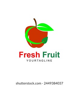 Vector sign with fresh red apple fruit. Logos for Cosmetics, Ecological activities, food companies, etc.
