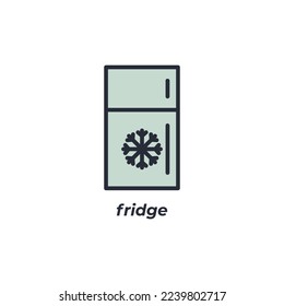 Vector sign fridge symbol is isolated on a white background. icon color editable.