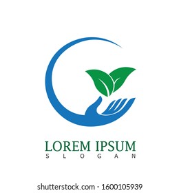 Vector sign friendly environment, hand and leaf