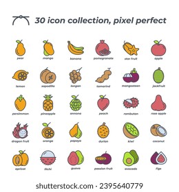 Vector sign of the fruit icon set isolated on a white background. symbol color editable.