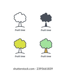 Signo vectorial del símbolo del árbol frutal aislado en un fondo blanco. color de icono modificable.