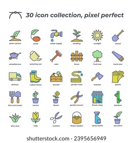 Vector sign of the garden flower icon set isolated on a white background. symbol color editable.