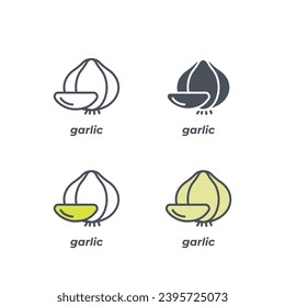 Signo vectorial del símbolo del ajo aislado en un fondo blanco. color de icono modificable.