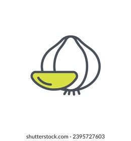 Vector sign of the garlic symbol isolated on a white background. icon color editable.