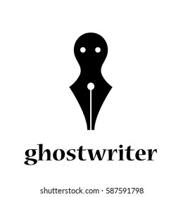 Vector sign ghostwriter. Fountain pen and ghost. shadow writer concept