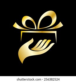 Vector sign give a golden gift