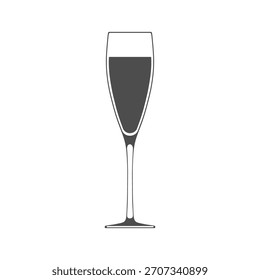 Signo del Vector de la copa de vino con el vino aislado en el fondo blanco