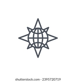 Vector sign of the globe compass symbol isolated on a white background. icon color editable.