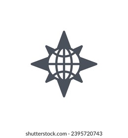 Vector sign of the globe compass symbol isolated on a white background. icon color editable.