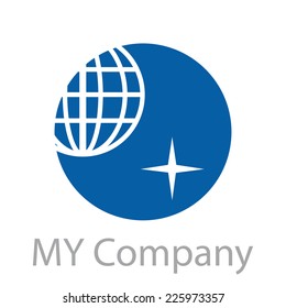 Vector sign globe with star