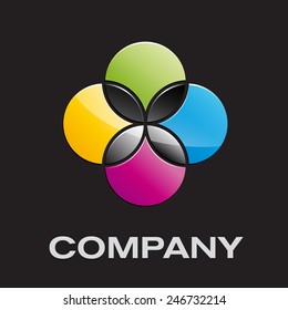 Vector sign glossy colored circles