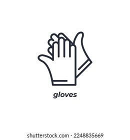 Vector sign gloves symbol is isolated on a white background. icon color editable.