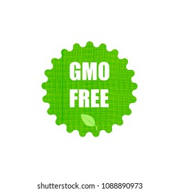 Vector Sign: GMO Free, Premium Quality Symbol, Green Badge on White Background.