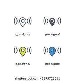 Vektorzeichen des GPS-Signalzeichens einzeln auf weißem Hintergrund. Symbolfarbe editierbar.