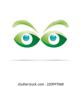 Vector sign green eyes, curious glance