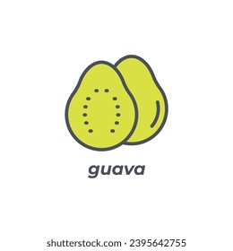 Vector sign of the guava symbol isolated on a white background. icon color editable.