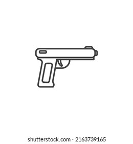 El símbolo vectorial de la pistola está aislado en un fondo blanco. color de icono de arma modificable.