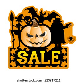 Vector sign. Halloween sale.