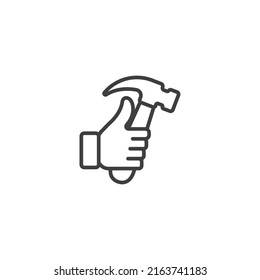Vector sign of the hammer symbol is isolated on a white background. hammer icon color editable.