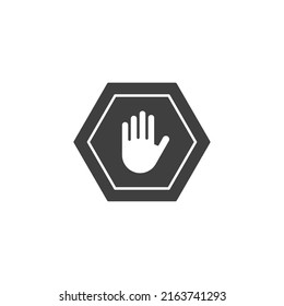 Vector sign of the Hand blocking symbol is isolated on a white background. Hand blocking icon color editable.