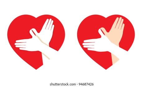 Vector sign hands dove in the Heart