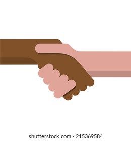 Vector sign handshake, no apartheid. Flat design