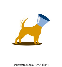 Vector sign happy dog with veterinary collar