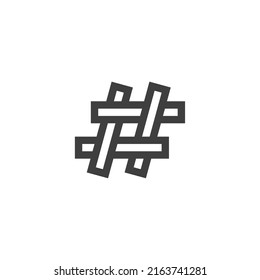 Vector sign of the Hashtag symbol is isolated on a white background. Hashtag icon color editable.
