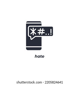 Vector sign of hate symbol is isolated on a white background. icon color editable.