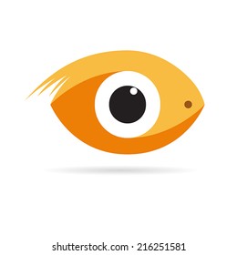 Vector sign head of bird and fish