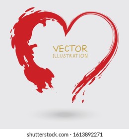 Vector sign of the heart. Hand painted ink element isolated on white background.