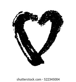Vector sign of a heart isolated on white background. Hand painted ink background.