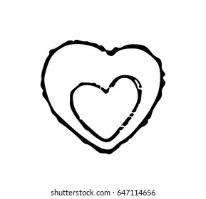 Vector sign of a heart isolated on white background. Heart in heart, sign for Mother's day or wedding