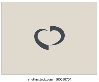 Vector sign of heart in the negative space, formed by two rounded shapes