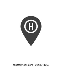 Vector sign of the Helipad symbol is isolated on a white background. Helipad icon color editable.