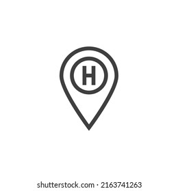 Vector sign of the Helipad symbol is isolated on a white background. Helipad icon color editable.