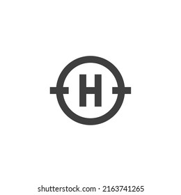 Vector sign of the Helipad symbol is isolated on a white background. Helipad icon color editable.