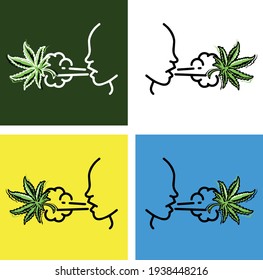 vector sign here you can smoke cannabis. a person smokes cannabis