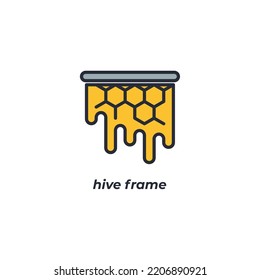 Vector sign of hive frame symbol is isolated on a white background. icon color editable.