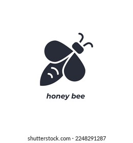 El símbolo de abeja de miel con signo vectorial está aislado en un fondo blanco. color de icono modificable.