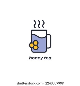El símbolo del té de miel con vectores está aislado en un fondo blanco. color de icono modificable.